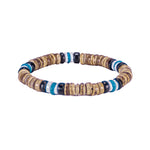 Load image into Gallery viewer, Tiger Brown &amp; Blue Coconut Beads and Puka Shell Beads Necklace &amp; Bracelet Set
