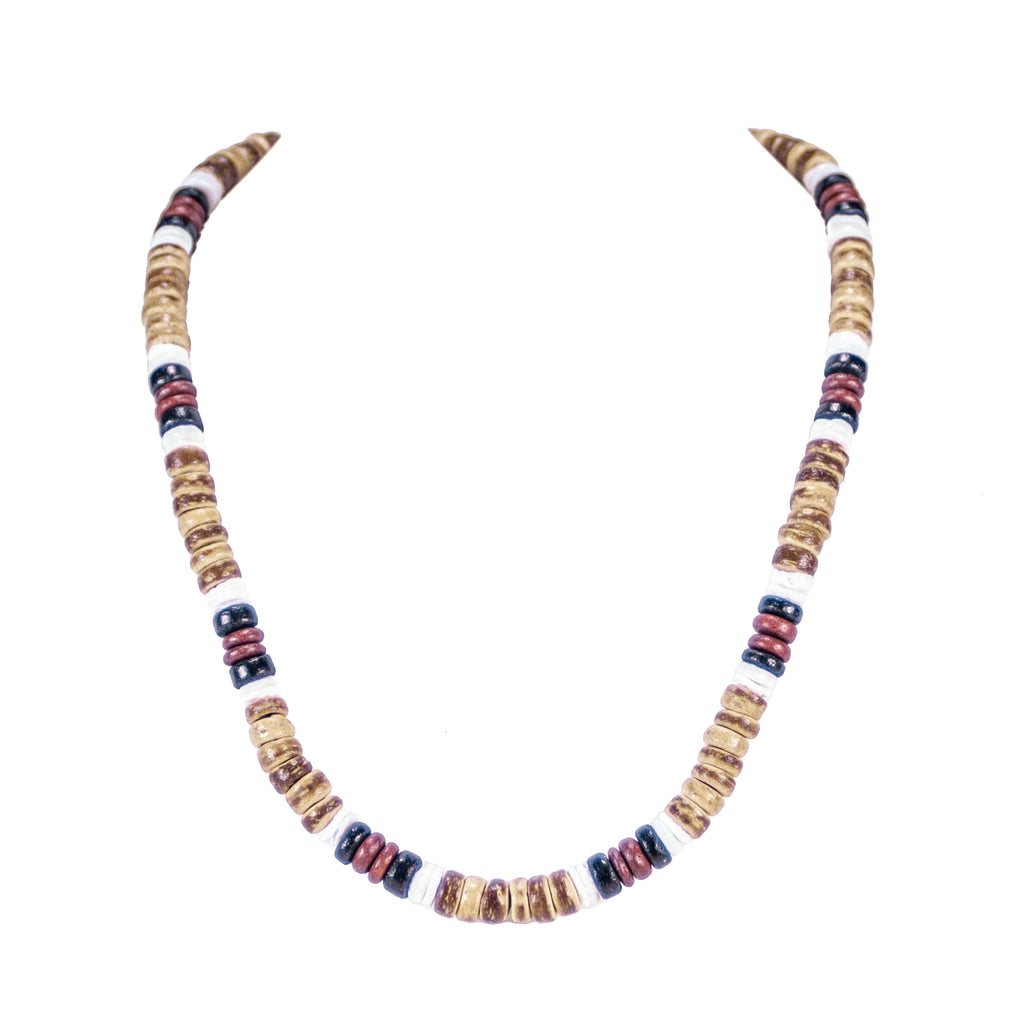 Tiger Brown & Brown Coconut Beads and Puka Shell Beads Necklace & Bracelet Set