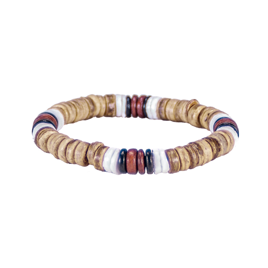 Tiger Brown & Brown Coconut Beads and Puka Shell Beads Necklace & Bracelet Set
