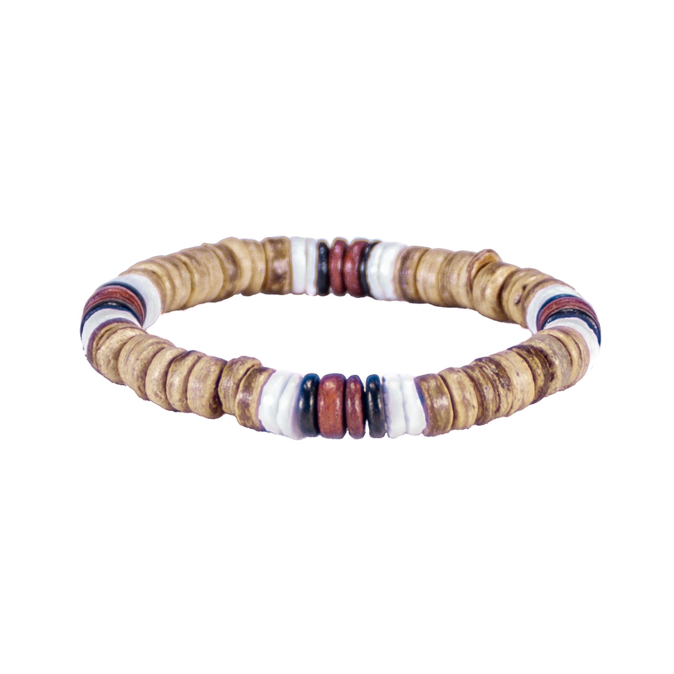 Tiger Brown & Brown Coconut Beads and Puka Shell Beads Necklace & Bracelet Set