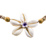 Load image into Gallery viewer, Cowrie Shells Flower Pendant  and Purple Beads on Hemp Choker Necklace
