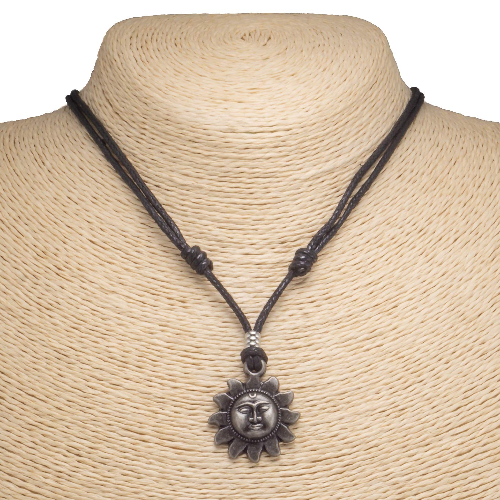 Sun Pendant on Adjustable Rope Necklace