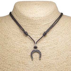 Horseshoe Pendant on Adjustable Rope Necklace