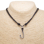 Load image into Gallery viewer, Fish Hook Pendant on Adjustable Rope Necklace
