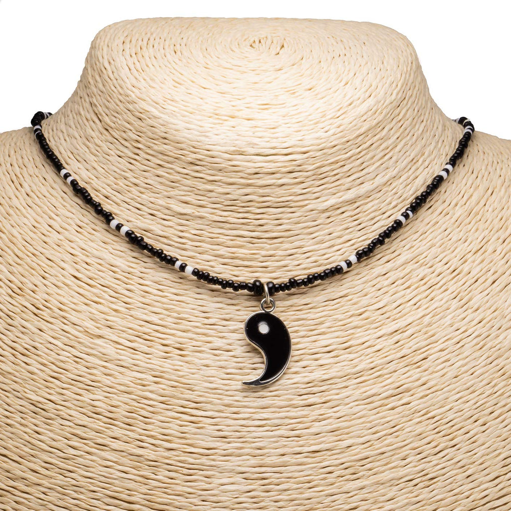 Yin and Yang Pendants on Seed Beads Necklaces Set