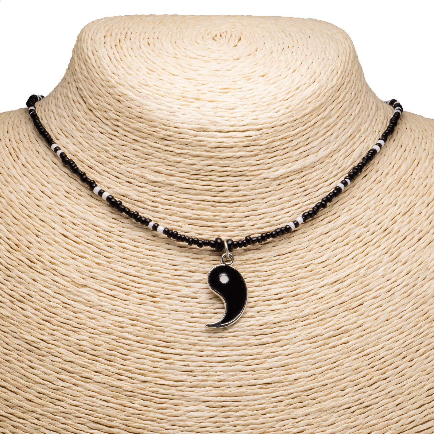 Yin and Yang Pendants on Seed Beads Necklaces Set