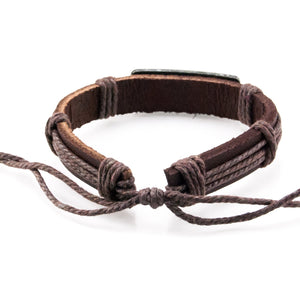 Sea Turtles Bar on Adjustable Leather and Cord Bracelet