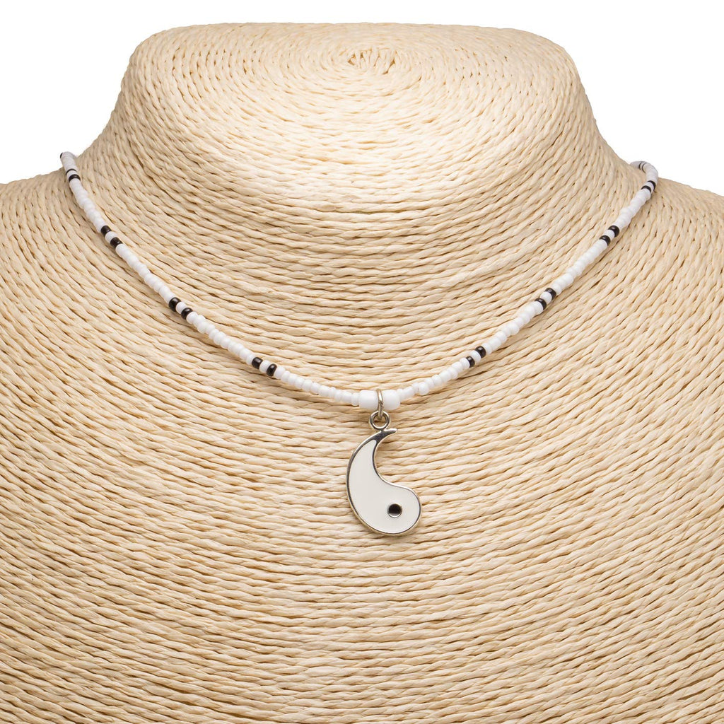 Yin and Yang Pendants on Seed Beads Necklaces Set