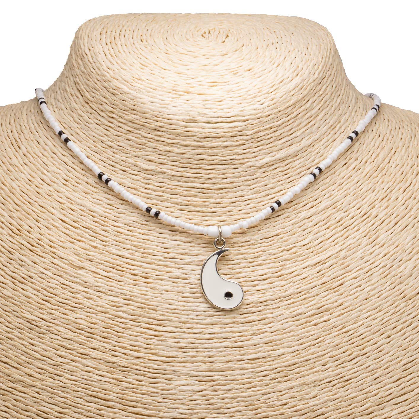 Yin and Yang Pendants on Seed Beads Necklaces Set