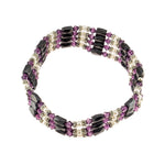 Load image into Gallery viewer, Magnetic Hematite Beaded Wrap Bracelet, Anklet or Necklace with Genuine Fresh Water Pearls (Purple)
