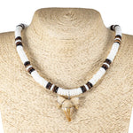 Load image into Gallery viewer, 1¼&quot;+ Shark Tooth Pendant on Puka Shell  and Coconut Beads Necklace
