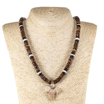 Load image into Gallery viewer, 1¼&quot;+ Shark Tooth Pendant on Brown Coconut Beads Necklace
