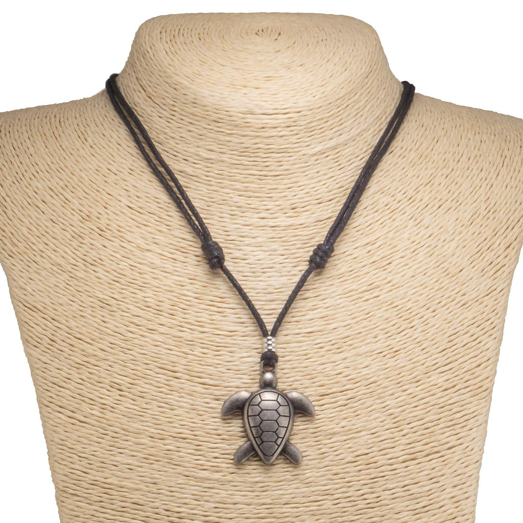 Sea Turtle Pendant on Adjustable Rope Necklace