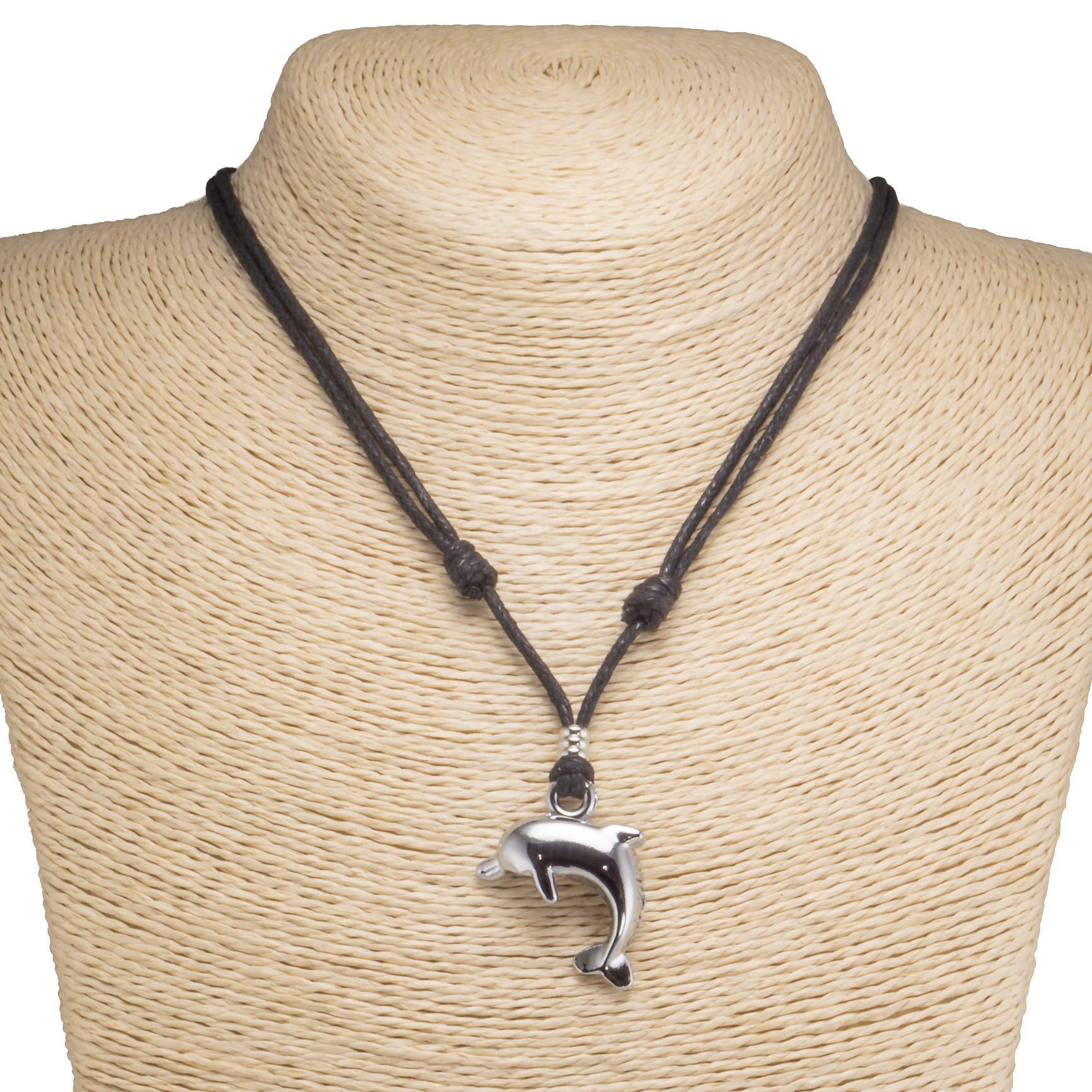Dolphin Pendant on Adjustable Rope Necklace