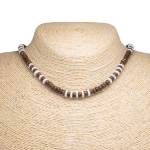 Brown Coconut and Puka Shell Beads Necklace