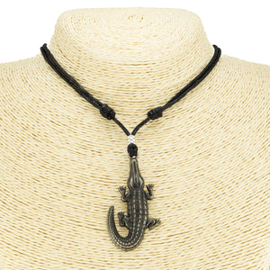 Alligator Pendant on Adjustable Rope Necklace