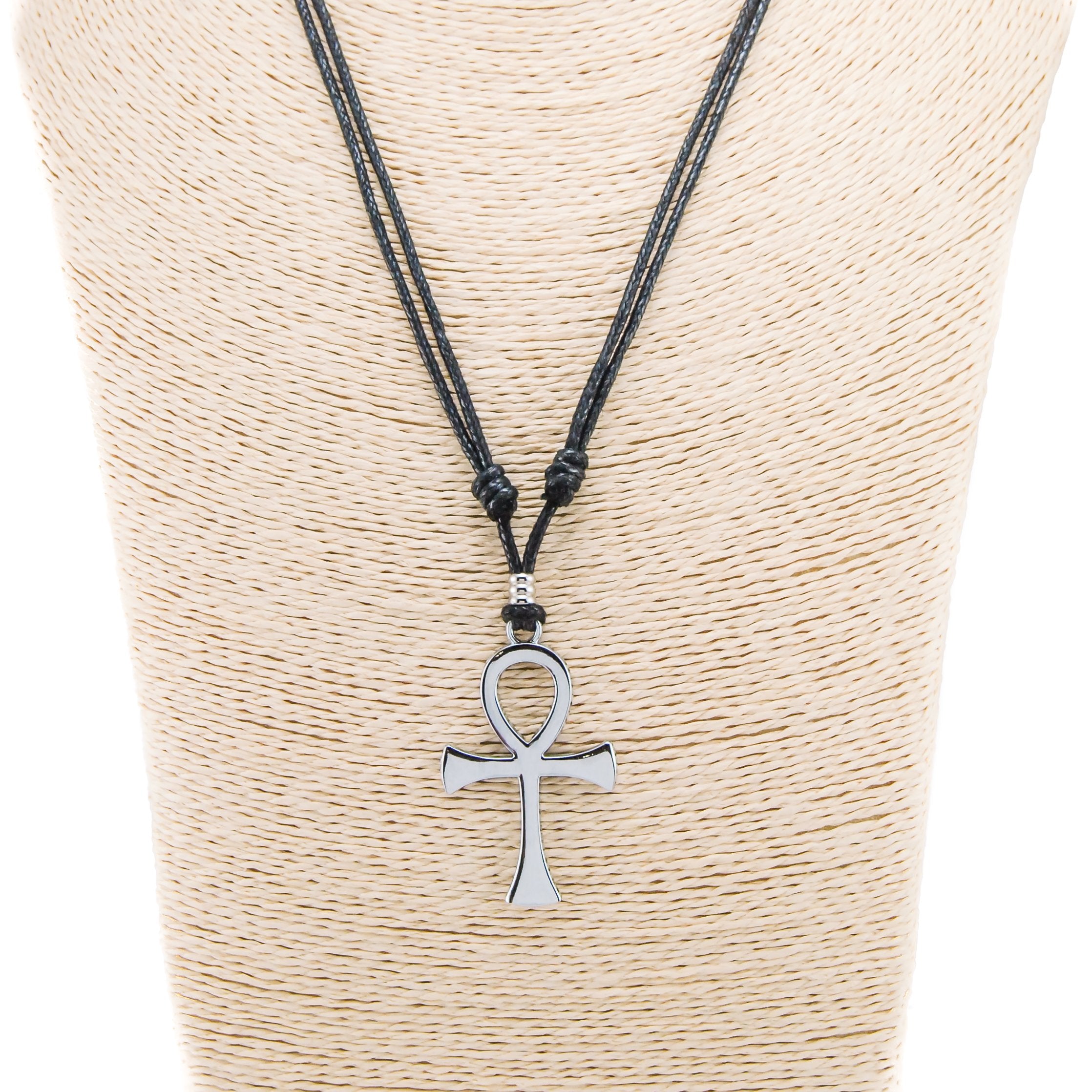 Ankh Cross Pendant on Adjustable Rope Necklace