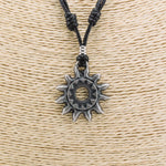 Load image into Gallery viewer, Tribal Sun Pendant on Adjustable Rope Necklace
