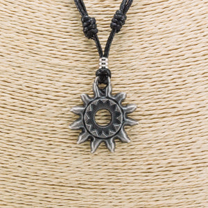 Tribal Sun Pendant on Adjustable Rope Necklace