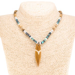 Load image into Gallery viewer, Wood Surfboard Pendant on Tiger Coconut and Green Shell Beads Necklace
