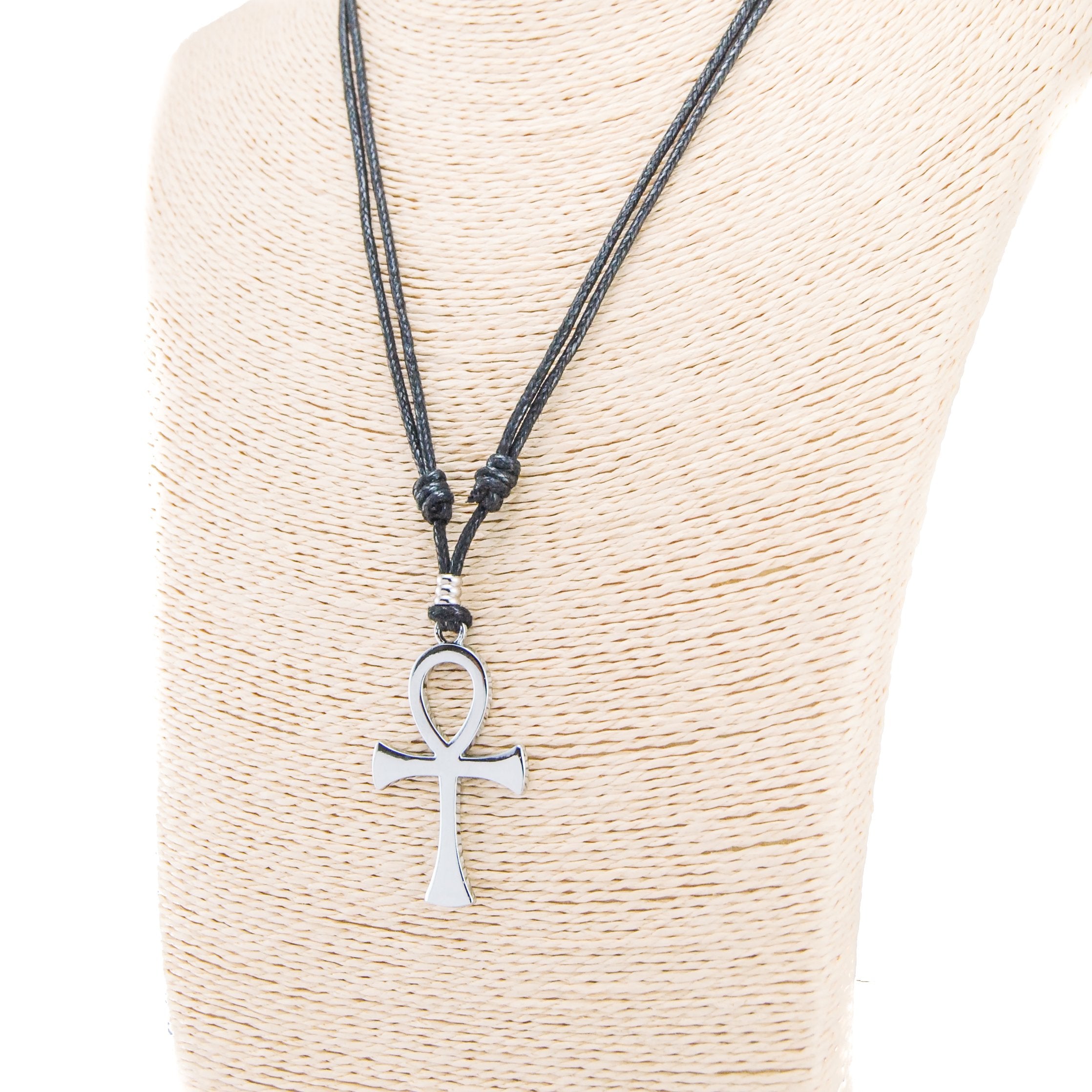 Ankh Cross Pendant on Adjustable Rope Necklace