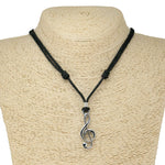 Load image into Gallery viewer, Treble Clef Pendant on Adjustable Rope Necklace
