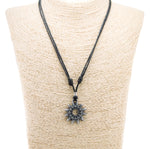 Load image into Gallery viewer, Tribal Sun Pendant on Adjustable Rope Necklace
