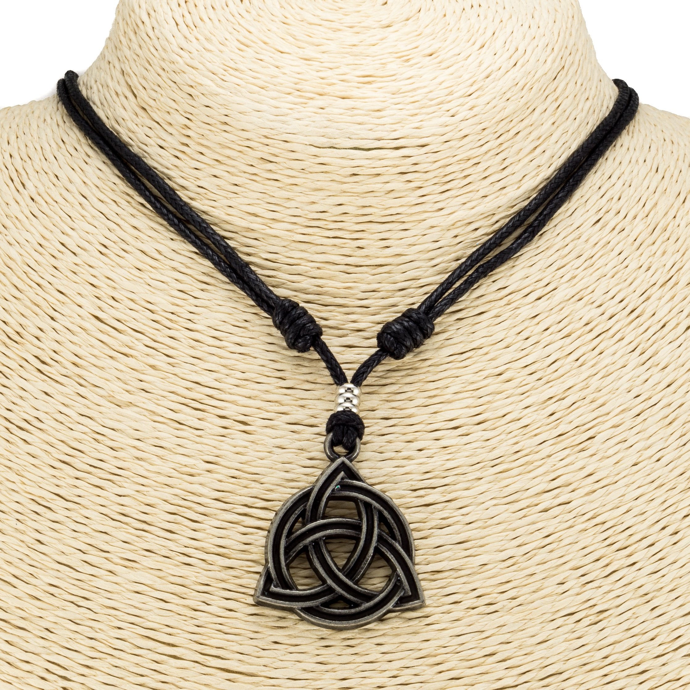 Celtic Triquetra Pendant on Adjustable Rope Necklace