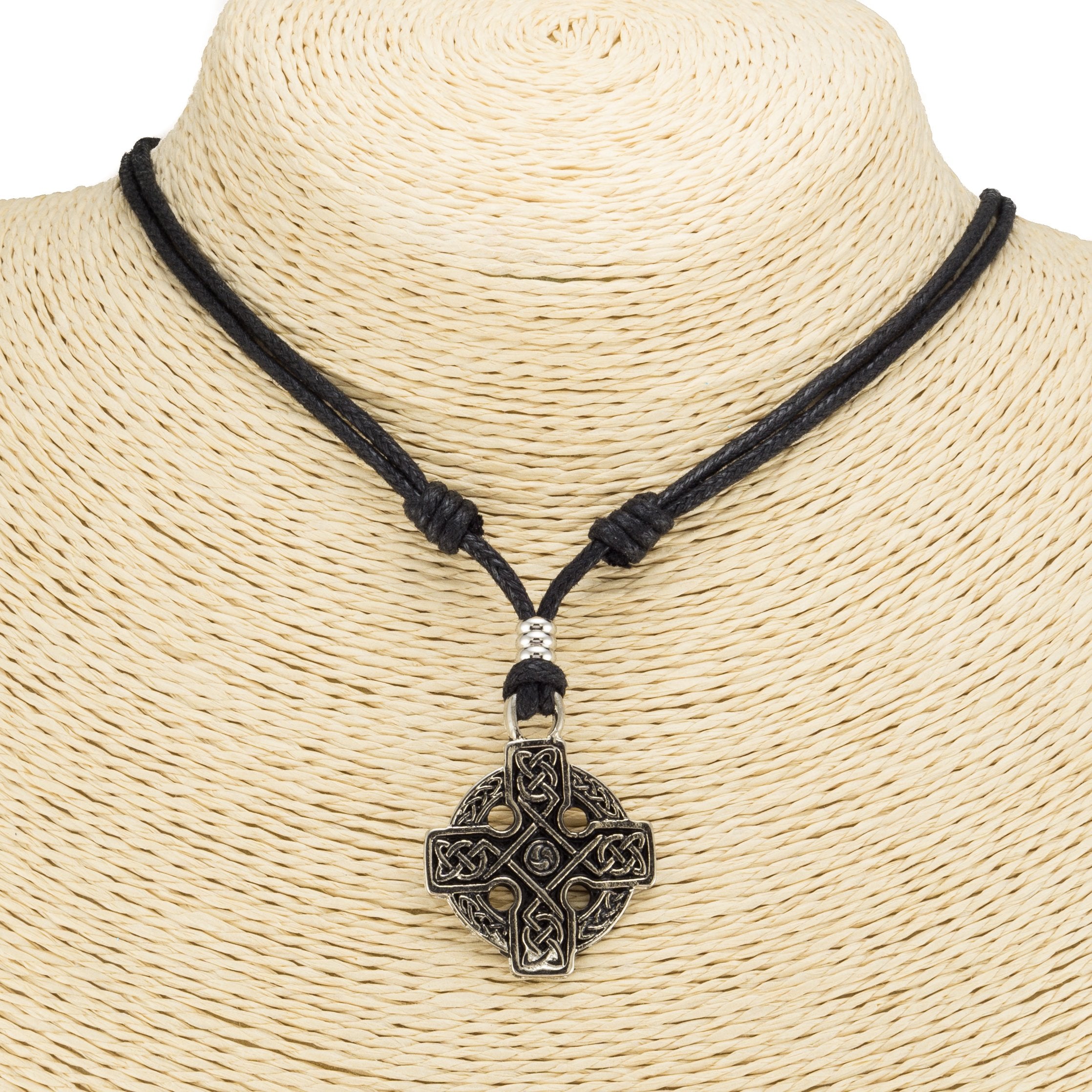 Beaded Rope Twist Cross Pendant Necklace 001-445-00389 | Hingham Jewelers |  Hingham, MA