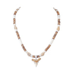 Load image into Gallery viewer, Mako Shark Tooth Pendant on Puka Shell &amp; Tiger Coconut Beads Necklace
