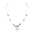 Shark Tooth Pendant on Puka Shell and Turquoise Stone Chips Necklace