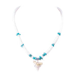 Load image into Gallery viewer, Shark Tooth Pendant on Puka Shell and Turquoise Stone Chips Necklace
