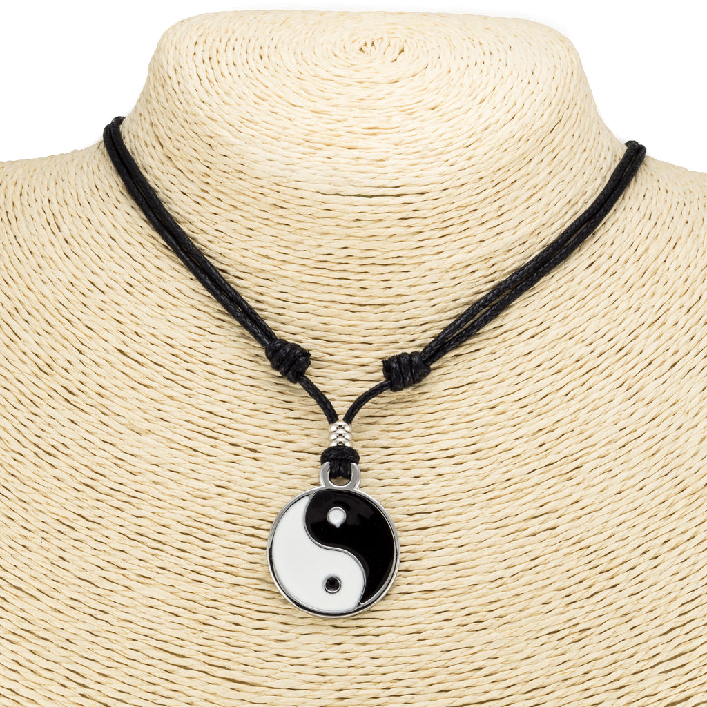 BlueRica Yin and Yang on Adjustable Cord Necklace