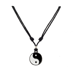 Yin and Yang Pendant on Adjustable Rope Necklace
