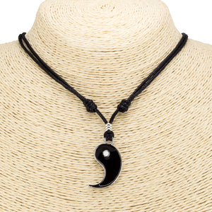Yin and Yang Pendants on Adjustable Rope Necklaces Set