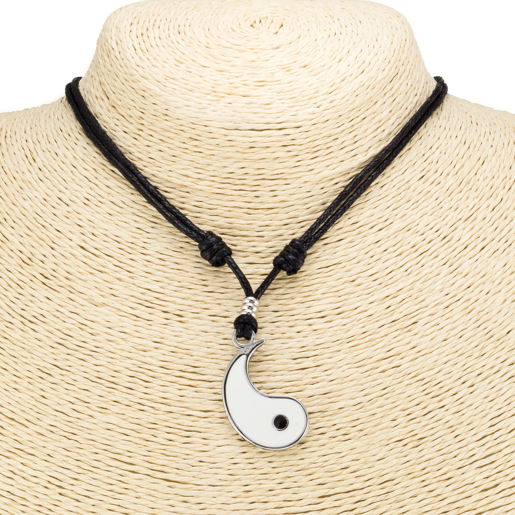 Yin and Yang Pendants on Adjustable Rope Necklaces Set