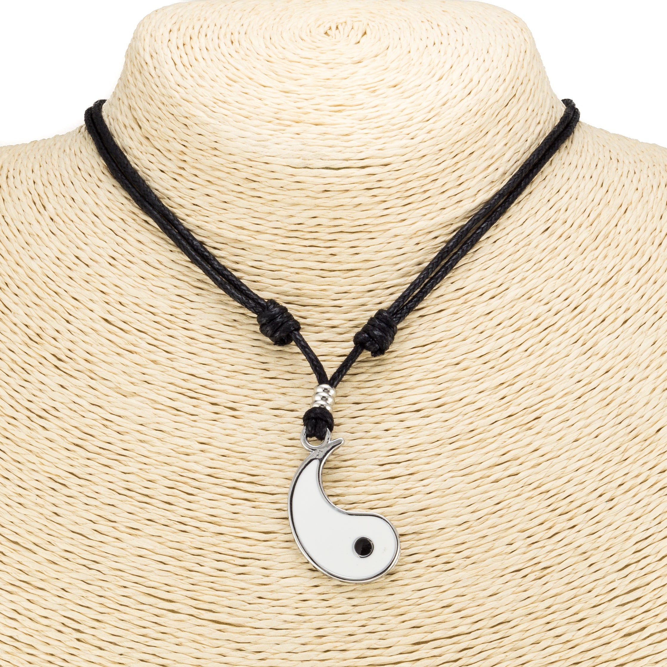 Yin and Yang Pendants on Adjustable Rope Necklaces Set