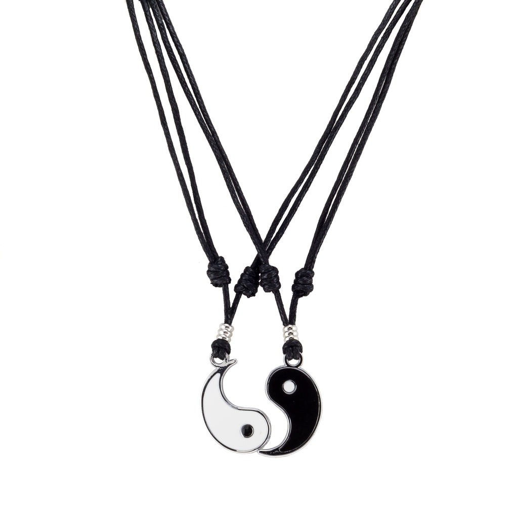 Yin and Yang Pendants on Adjustable Rope Necklaces Set
