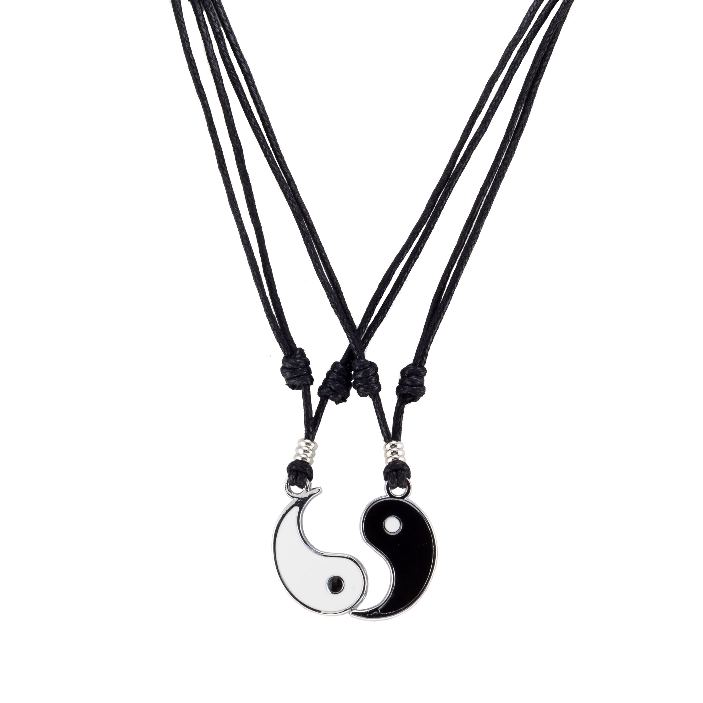 Yin and Yang Pendants on Adjustable Rope Necklaces Set
