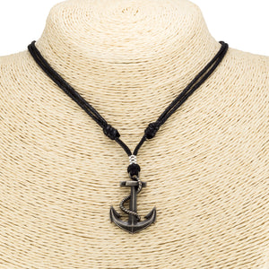 Anchor Pendant on Adjustable Rope Necklace