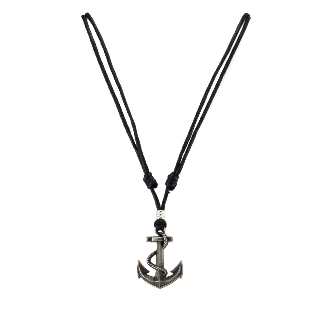 Anchor Pendant on Adjustable Rope Necklace
