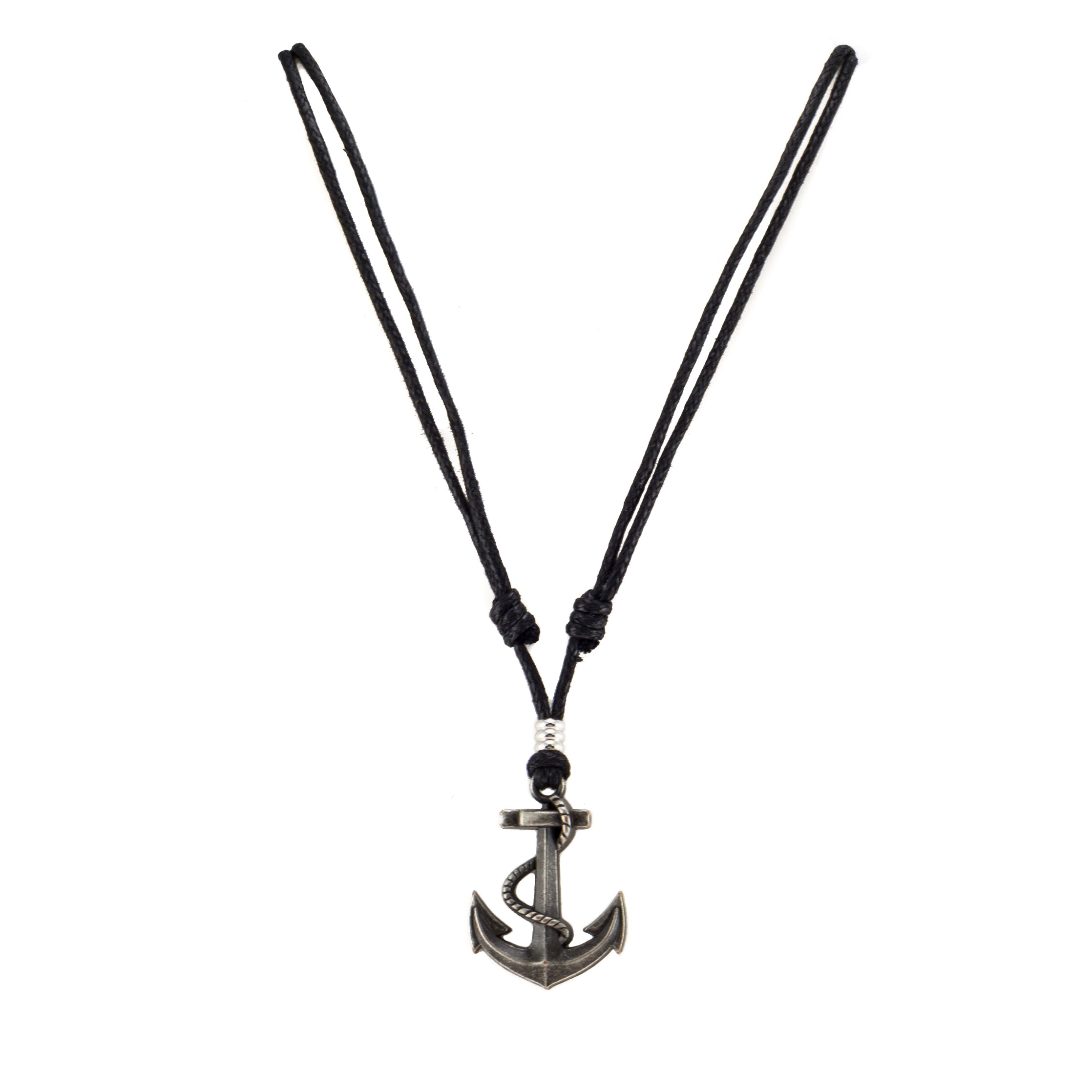 Anchor Pendant on Adjustable Rope Necklace