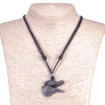 Load image into Gallery viewer, Alligator Head Pendant on Adjustable Rope Necklace
