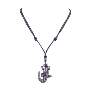 Alligator Pendant on Adjustable Rope Necklace