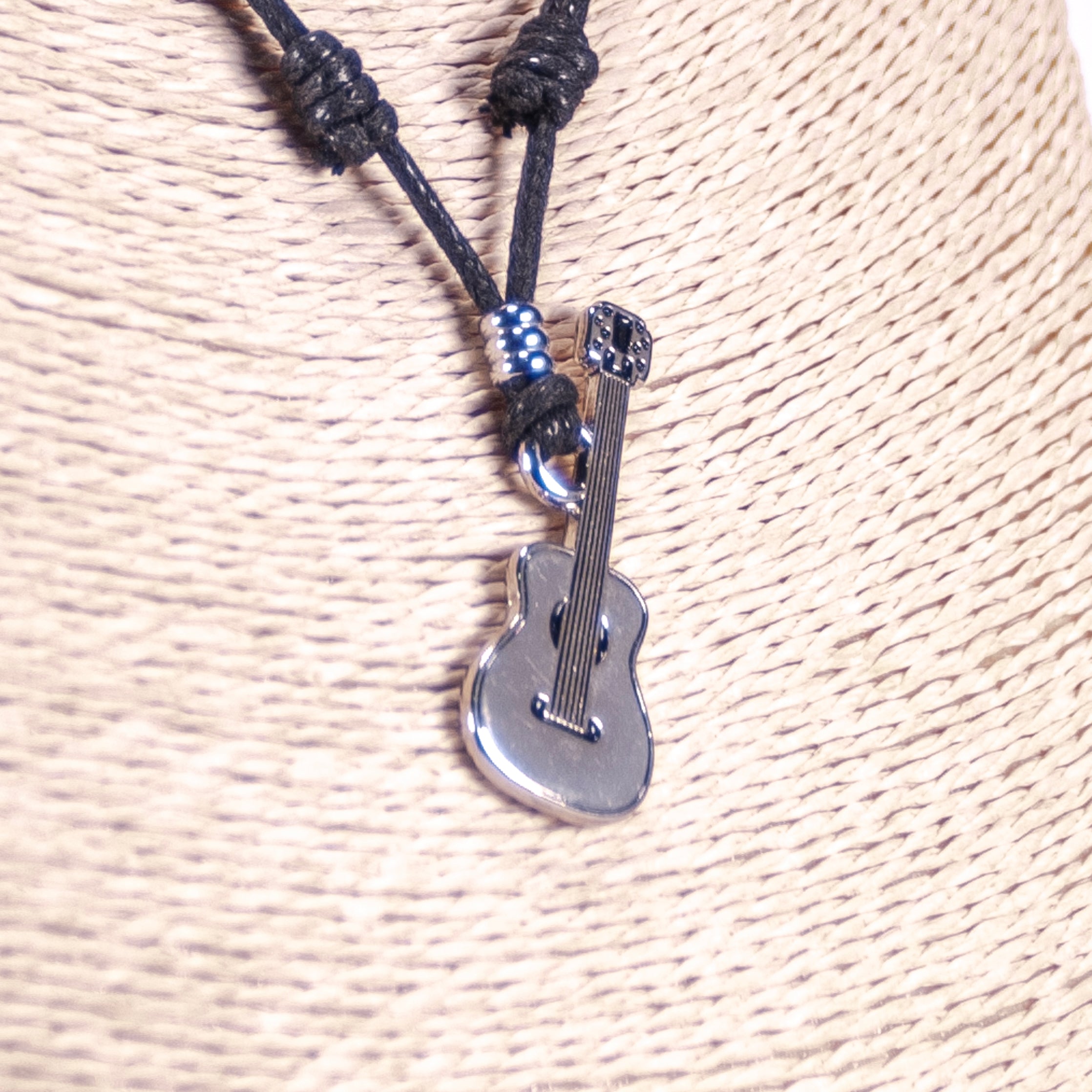 Guitar Pendant on Adjustable Rope Necklace