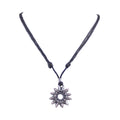 Tribal Sun Pendant on Adjustable Rope Necklace
