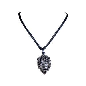 Lion Head Pendant on Adjustable Rope Necklace