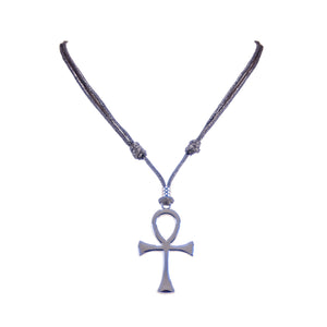 Ankh Cross Pendant on Adjustable Rope Necklace