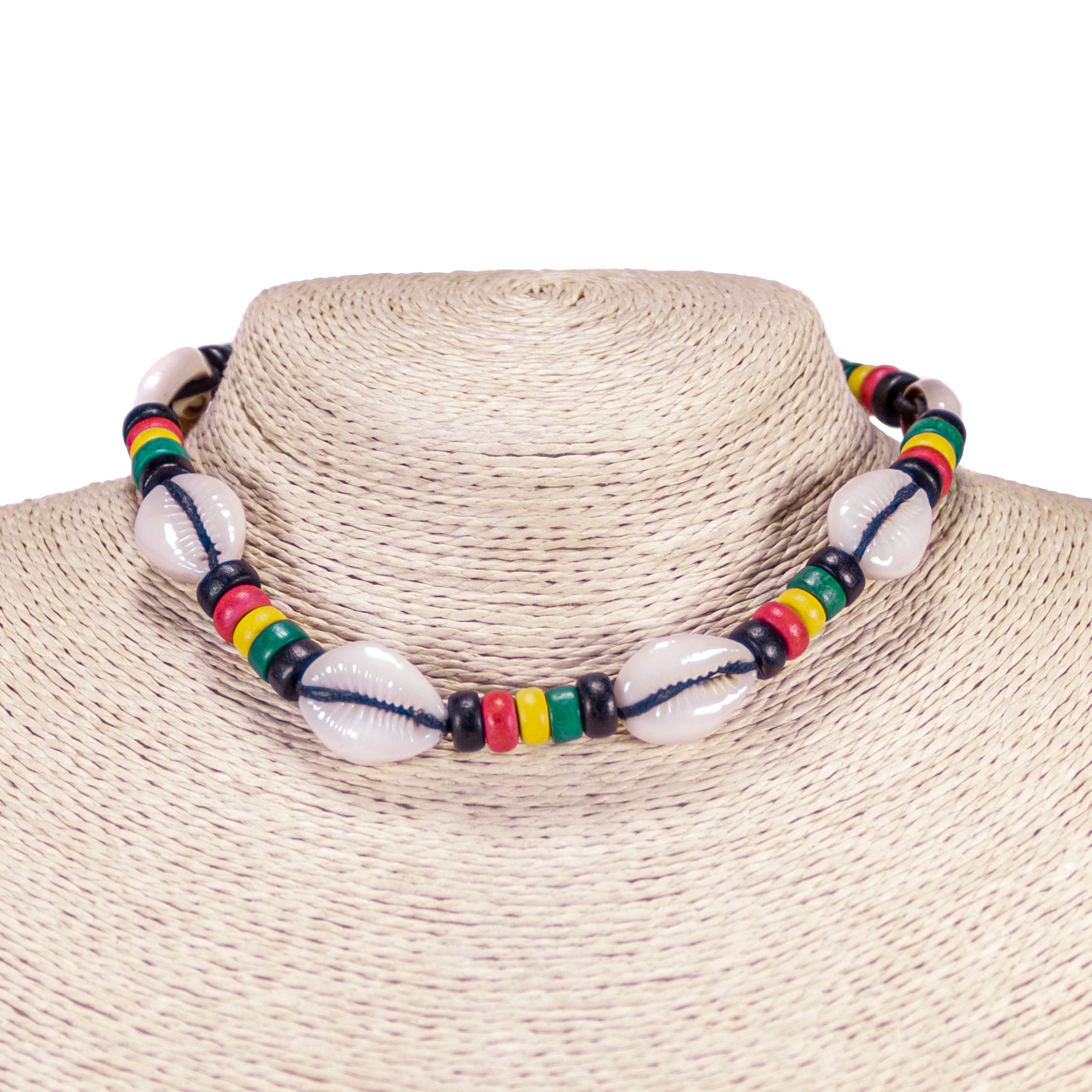 Cowrie Shell and Rasta Coconut Beads Choker Necklace