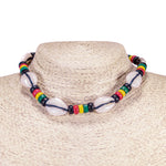 Load image into Gallery viewer, Cowrie Shell and Rasta Coconut Beads Choker Necklace
